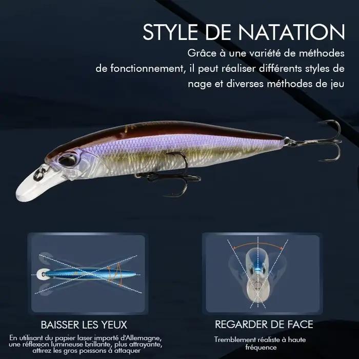 Leurre de pêche flottant MEREDITH JERKBAIT 100F 14g, leurre dur minnow pour carnassiers, profondeur 0.8 à 1.0 mètre