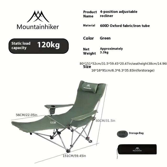 Fauteuil camping MOUNTAINHIKER toile Oxford 600D 4 positions pêche plage portable extérieur