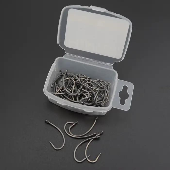 Hameçons carpe Hirisi 50 pièces acier carbone revêtu barbelés boîte originale 8003