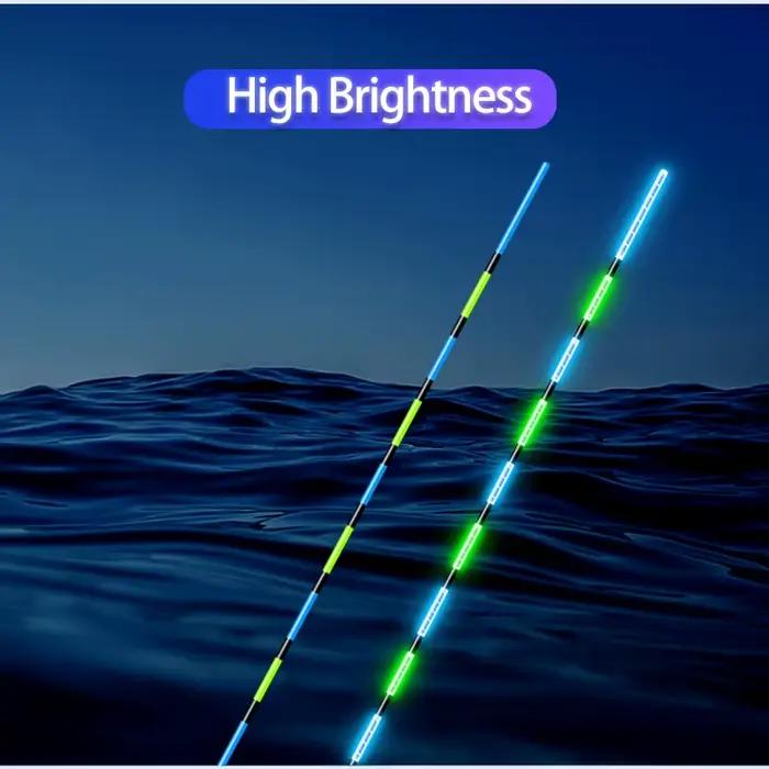 Lot de 3 flotteurs de pêche nocturne électriques avec lumière bleu-vert HD, source fraîche sans éblouissement pour accessoires