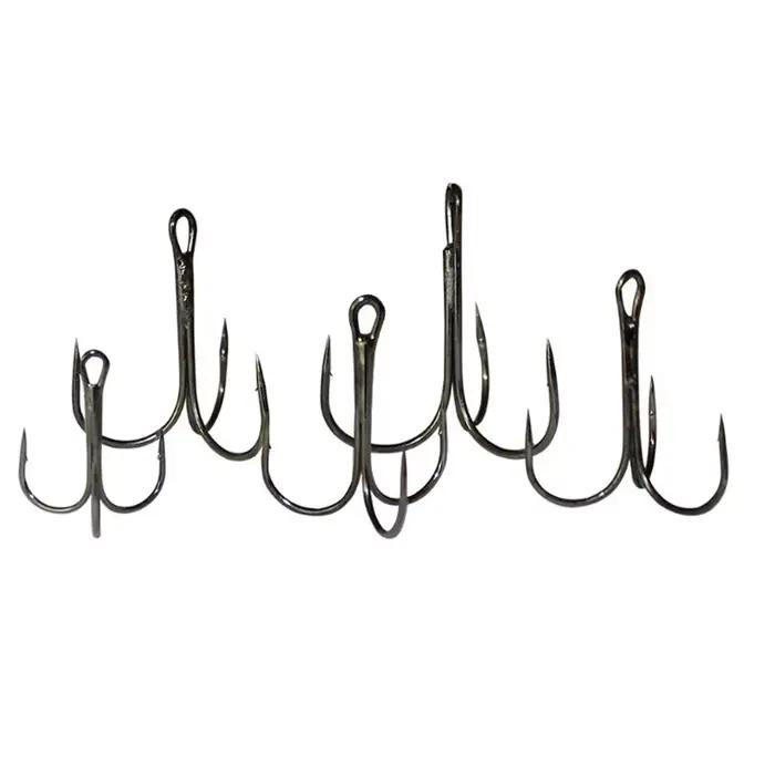 10 hameçons triples affûtés acier carbone pour leurres et appâts tailles 2 à 10 pêche