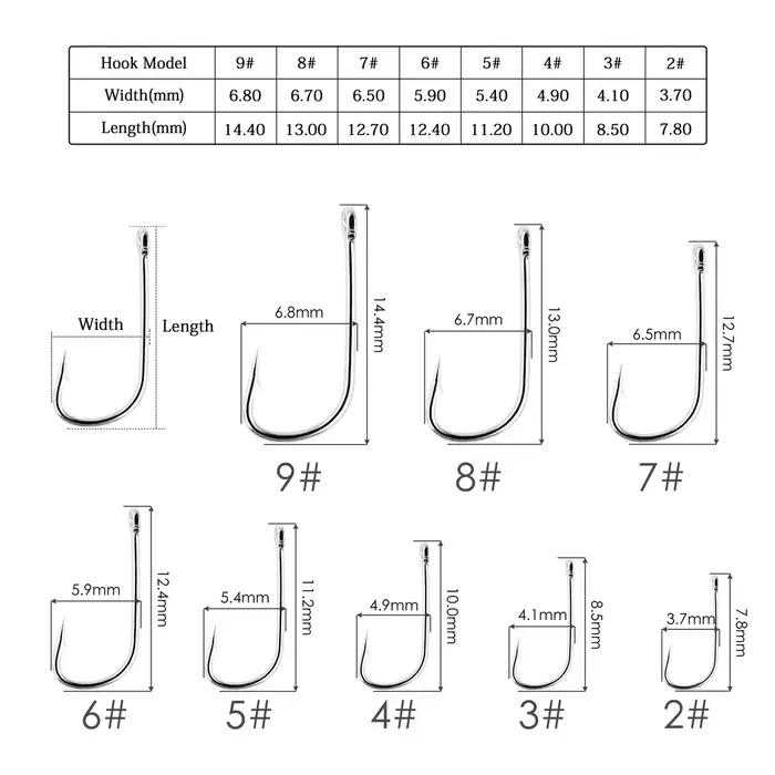 100 hameçons de pêche mer extra longs en acier inoxydable blanc avec œillet pour boîte de pêche
