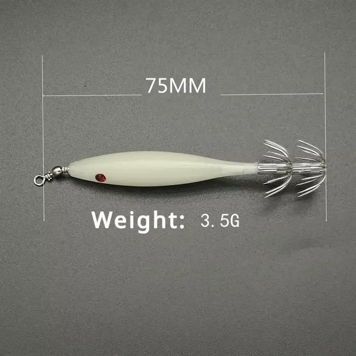 Hameçons leurre calamar 5 pièces lumineux 3.5g appât crevette simulée pour pêche au leurre