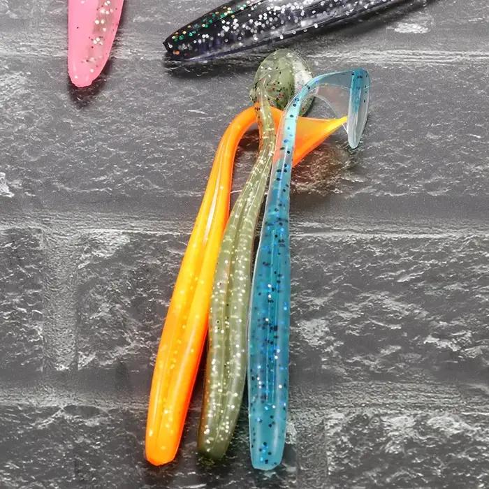 Kit pêche complet 10 leurres souples 3 têtes plombées T-tail pour carpe carnassiers divers environnements aquatiques