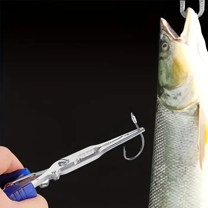 Pince de pêche inox multifonction : dégorgeoir, poignée antidérapante et ciseaux durables
