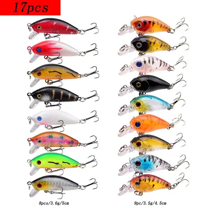 Set de Leurres de Pêche Appâts Durs Minnow Flottants Crankbait Wobblers pour Truite Brochet Perche