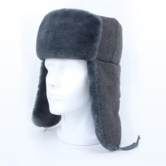Chapeau ushanka russe tactique hiver - Bonnet pêche chasse chaud coton gris pour pêche froide