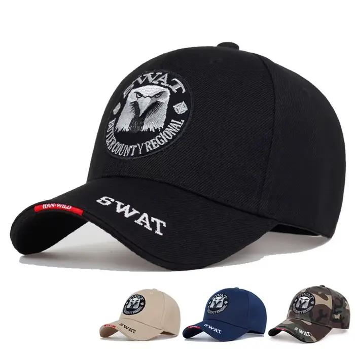 Casquette baseball SWAT Eagle brodée pour hommes - Modèle aigle tactique réglable pour pêche et outdoor