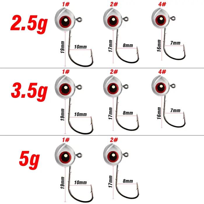 Kit hameçons Jig Head 5-15PCS 2.5g-5g pour montages Ned Rig avec leurres T-tail pêche carnassiers