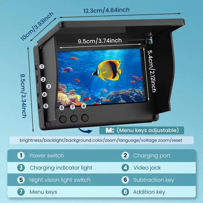 Caméra de pêche sous-marine étanche Fish Finder avec vision nocturne infrarouge et écran IPS 4,3 pouces
