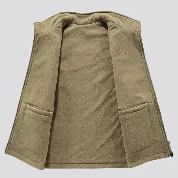 Veston réversible sans manches pour hommes - Veste d'hiver épaisse en polaire cargo coupe-vent mode travail