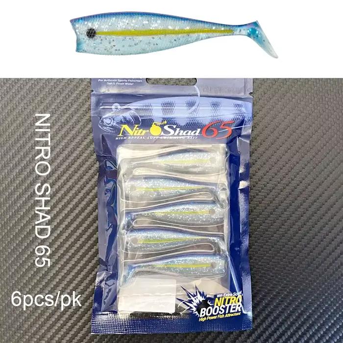 Leurre Souple NITRO SHAD 65 90 120 150 avec Tête Plombée pour le Bar, le Brochet