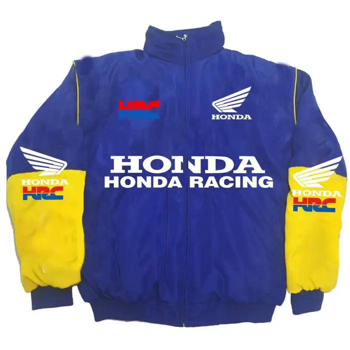 Veste course Honda vintage col montant - Bomber personnalisé imprimé dos coupe-vent
