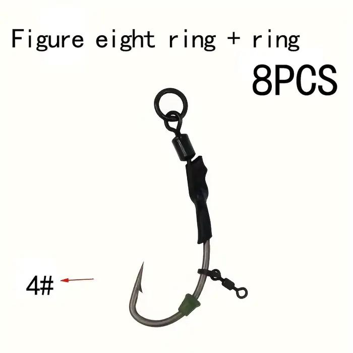 Montages Carp Ready Tied 8PCS Ronnie Rig Hook Links Hair Combi Chod Rig pour Carpe de 2# à 8#