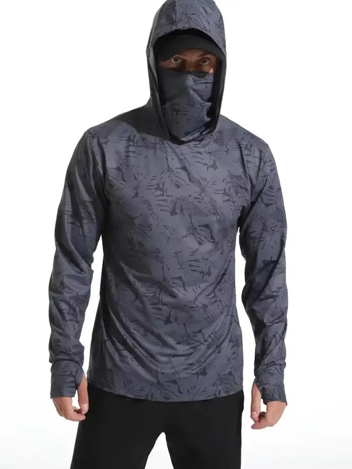 Hoodie de pêche homme protection UV été - vêtement technique extérieur avec masque intégré