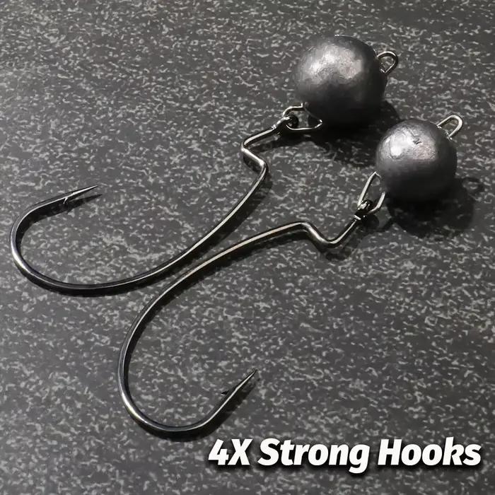 Kit 5 Têtes Plombées Métal Worm Hooks 2g à 18g pour Pêche en Herbiers avec Montage Weedless