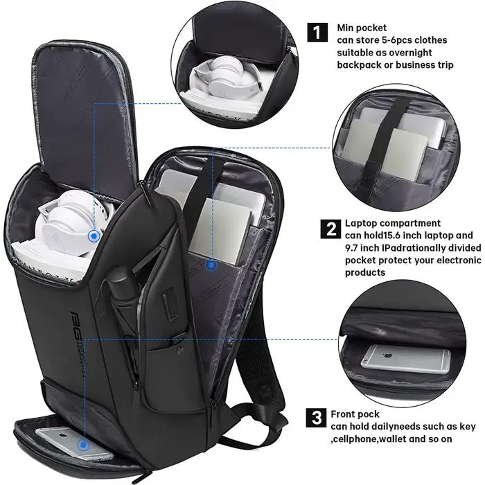 Sac à dos professionnel avec chargeur USB pour pêche - Waterproof et compatible ordinateur 15.6 pouces