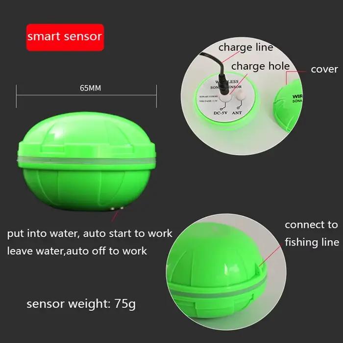 Détecteur poissons sans fil 200m sonar matriciel batterie rechargeable anglais russe