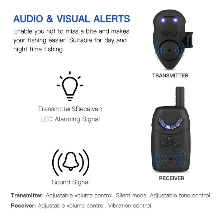 Set alarme appât numérique Lixada avec boîtier - indicateur lumineux pêche kit complet