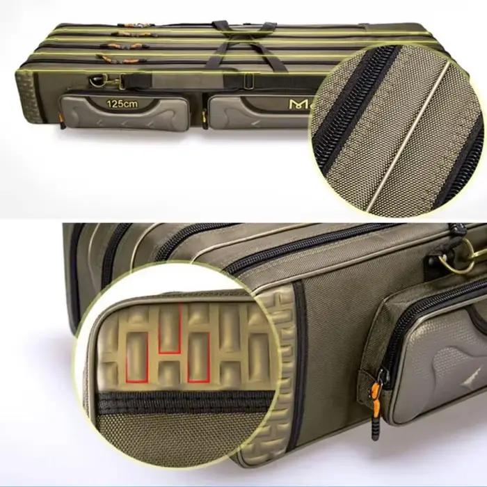 Sac canne pêche rigide multifonction 2/3/4 couches 80-130cm : étui rangement équipement Oxford