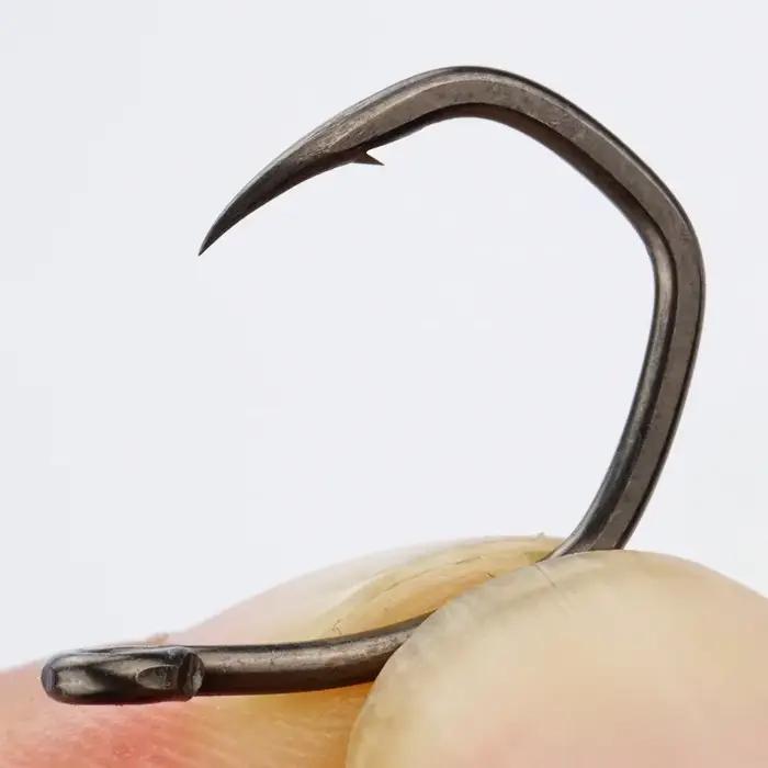 Hameçon de pêche micro barbelé Hirisi 8033 en acier inoxydable carbone, 50 pièces avec œil et