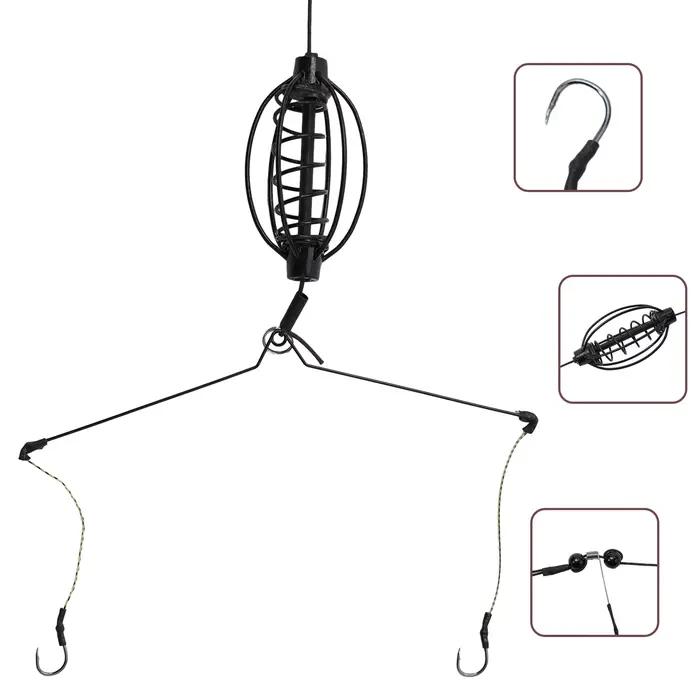 Cage à appâts pour pêche à la carpe - Outil de remplissage avec crochet noir et montage feeder
