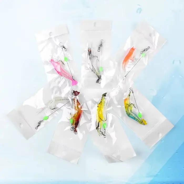 Leurre souple crevette 7PCS lumineux 9cm 6g pour pêche carpe - appât artificiel réaliste avec perles