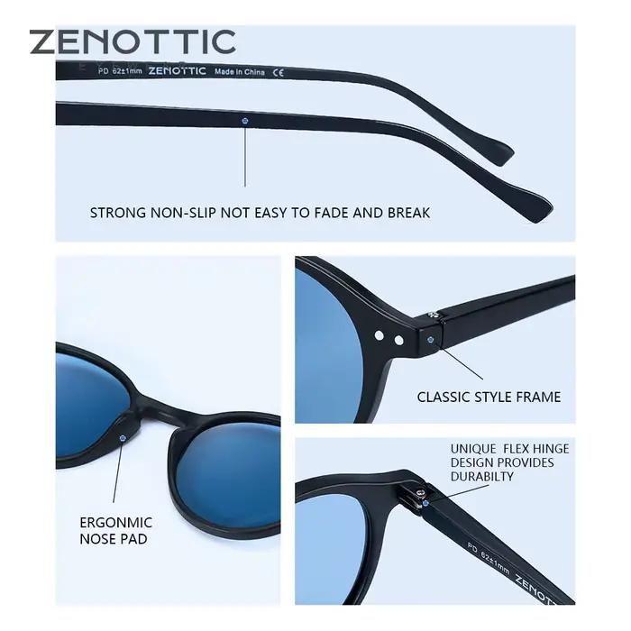 Lunettes de soleil polarisées rétro ZENOTTIC 2024 - Monture ronde pêche UV400 vintage