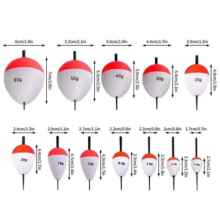 5 bouées de mer EVA 10-60g pour pêche en mer - Flotteurs robustes pêche côtière
