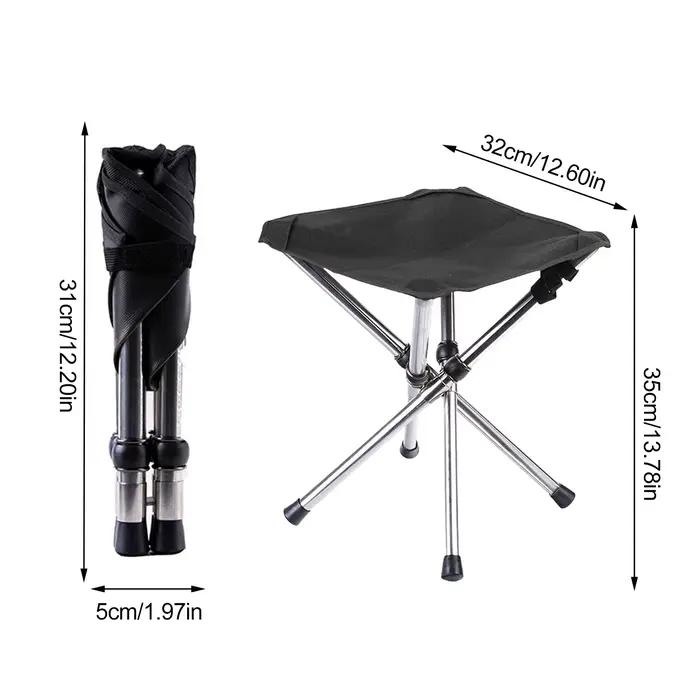 Tabouret tripode pliant camping portable - Siège pêche plage petit format pour équipement compact