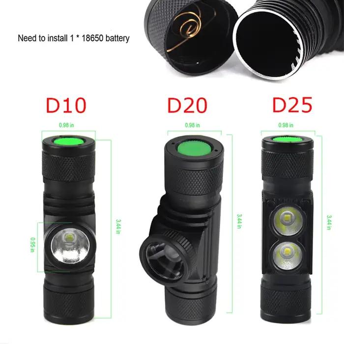 Lampe frontale pêche mini BORUiT 1000LM haute puissance 18650 étanche pour chasse et pêche nocturne
