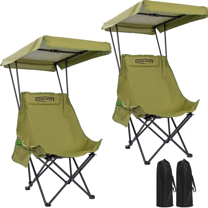 Chaise pliante camping plage avec canopée ombrage pêche voyage léger transport facile