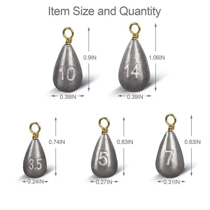 Plombs de pêche 20 pièces 3.5g-14g en forme de larme pour montages Texas, Carolina et bass