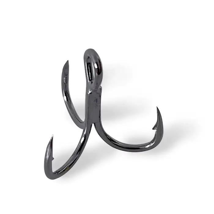 Lot de 50 hameçons triple pêche carbone aiguisés nickel noir pour carnassiers et gros poissons