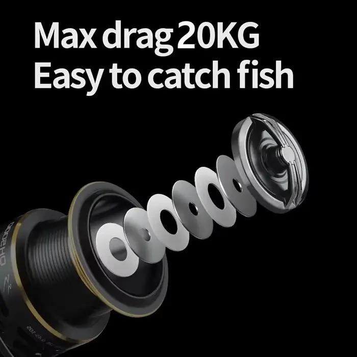 Moulinet carpe LINNHUE QH3000-9000 double frein 20kg - Carretilha pesca mer avec bobine spare