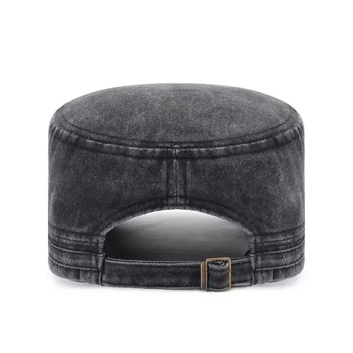 Casquette militaire coton lavé plat pêcheur ajustable extérieure rétro armée homme femme pêche