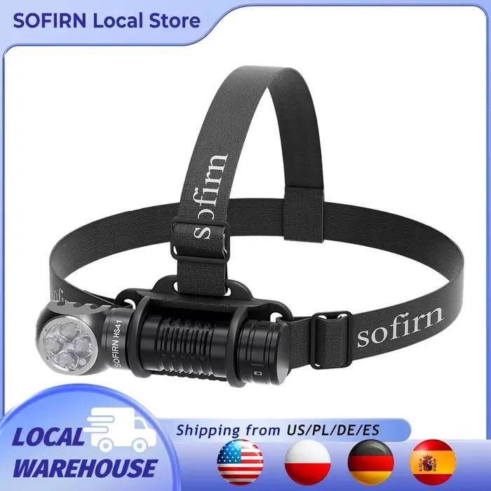 Lampe frontale Sofirn HS41 4000lm LED SST20 pour pêche - recharge USB C avec indicateur et queue magnétique