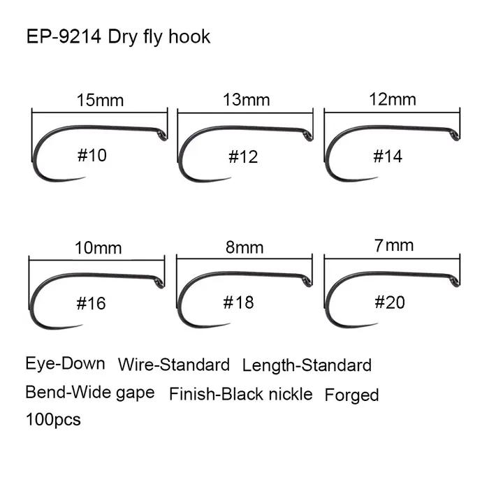 Hameçons sans ardillon Eupheng 100pcs compétition pêche sèche - Nymphes, pupes et larves