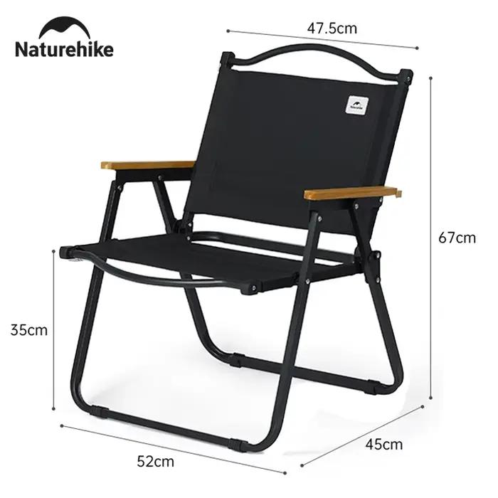 Chaise pliante portable Naturehike pour pêche et camping - Siège bois haute capacité