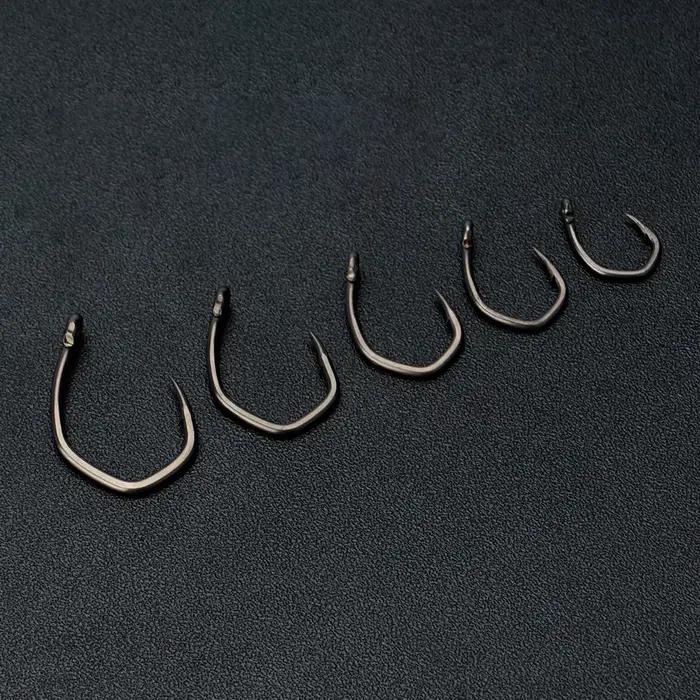Hameçon de pêche micro barbelé Hirisi 8033 en acier inoxydable carbone, 50 pièces avec œil et