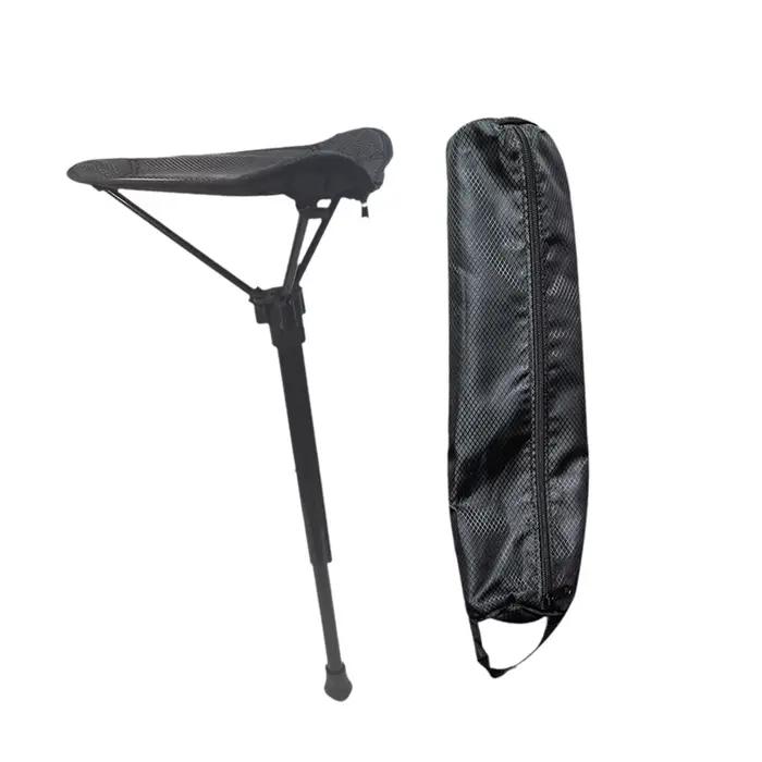 Tabouret pêche monopode 4 hauteurs réglables pliable compact avec pochette
