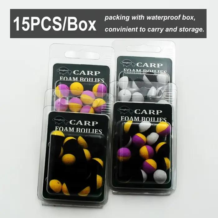 15 boilies bulles double couleur pour Ronnie Rigs - Appâts flottants mousse pour pêche à la carpe