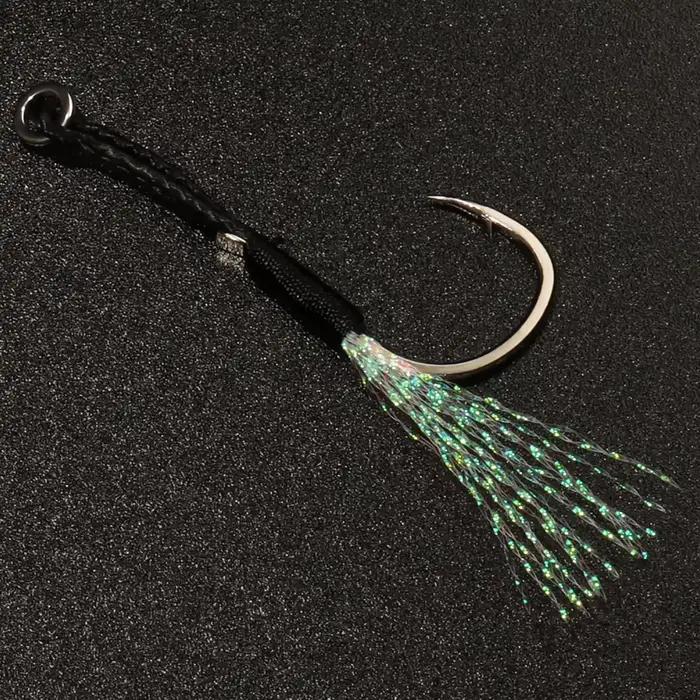 Hameçons assist plumes Sharp pour jigging et casting - acier haute teneur en carbone avec barbelures angulaires