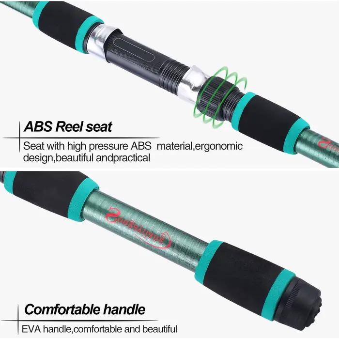 Canne télescopique 1.8m enfant fibre de verre durable spinning feeder carpe pêche débutant