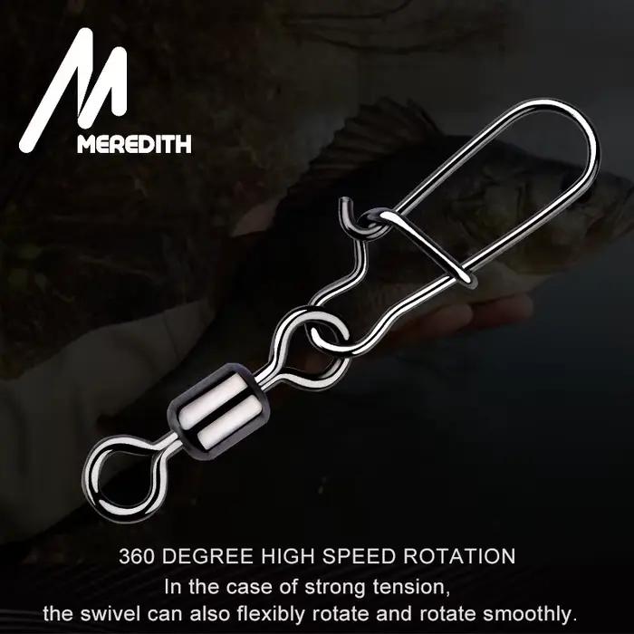 Connecteurs pêche brochet Meredith 50 pièces - Swivels à roulement à billes inox avec snap pour leurres