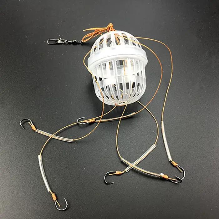 Cage amorce explosion pour carpe avec hameçons acier carbone et appâts sphériques