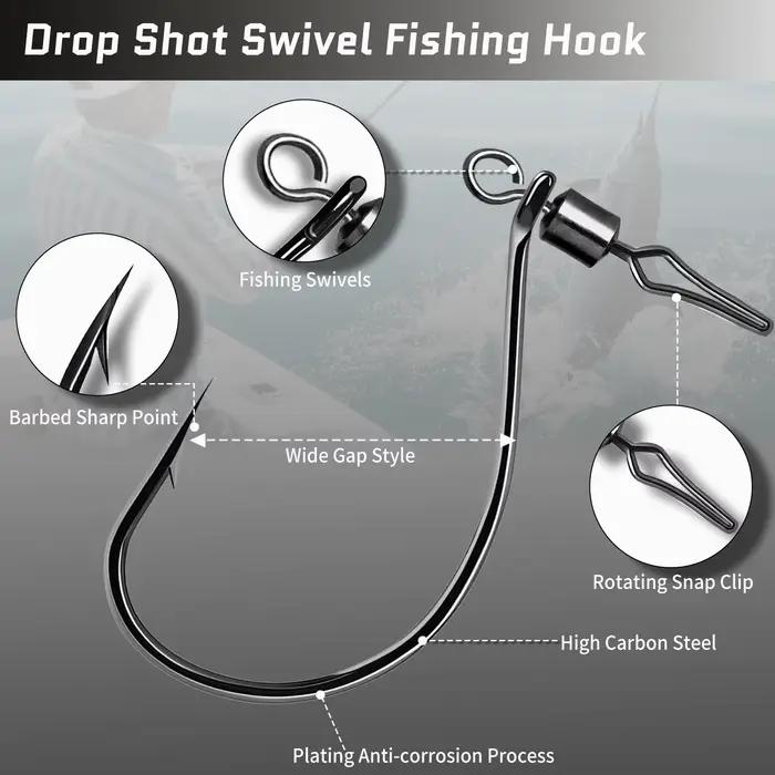 Hameçons Drop Shot 30 pièces avec émerillon barrel - Pour carp et bass avec leurres souples