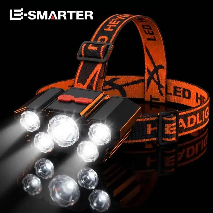 Lampe frontale 5 LED rechargeable pêche camping cyclisme lumière puissante longue autonomie
