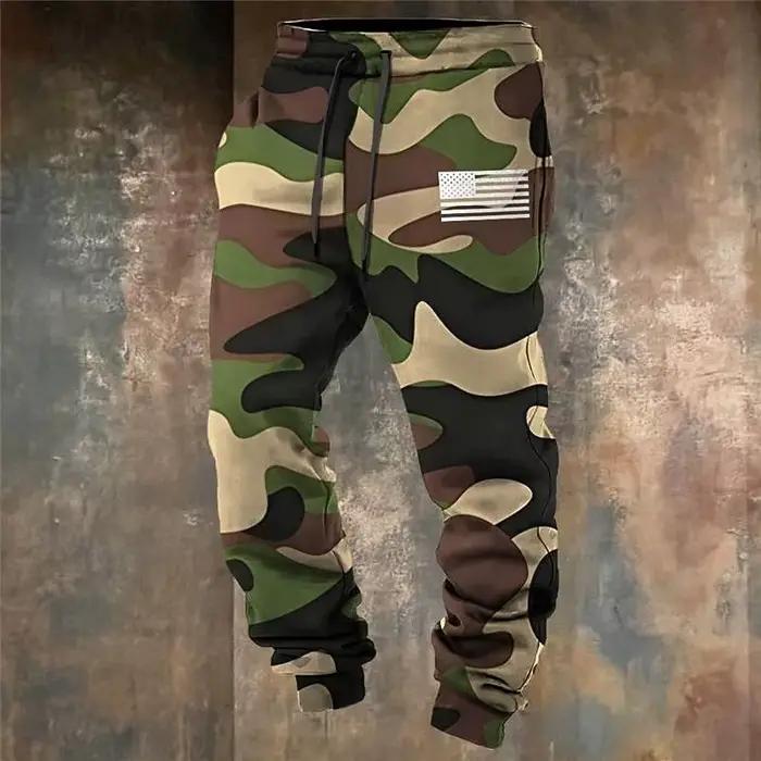 Pantalon sweat camouflage impression 3D pêche poches latérales cordon élastique sport street