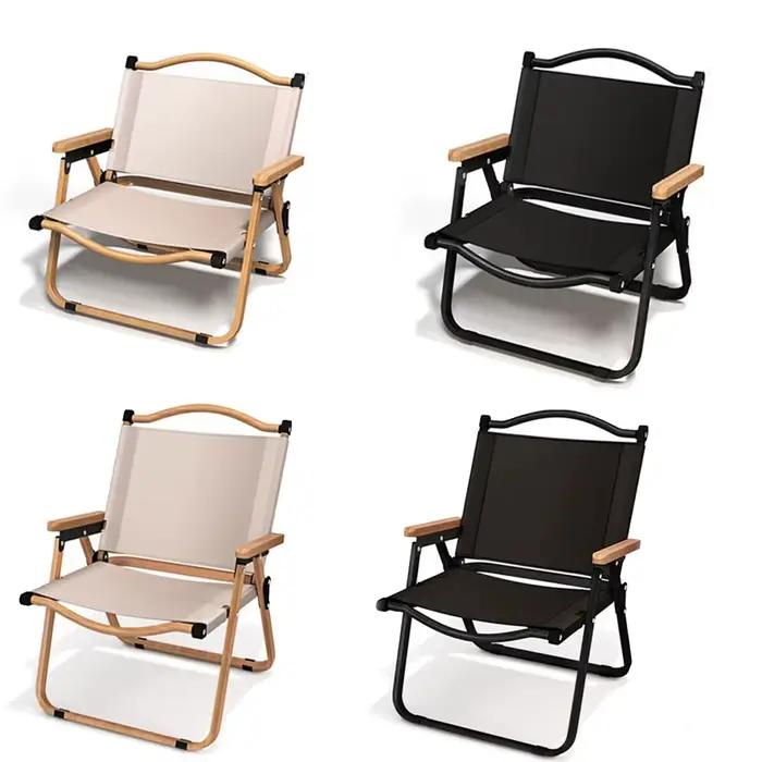 Chaise pliante aluminium camping pêche 1 ou 2 pièces design bois portable